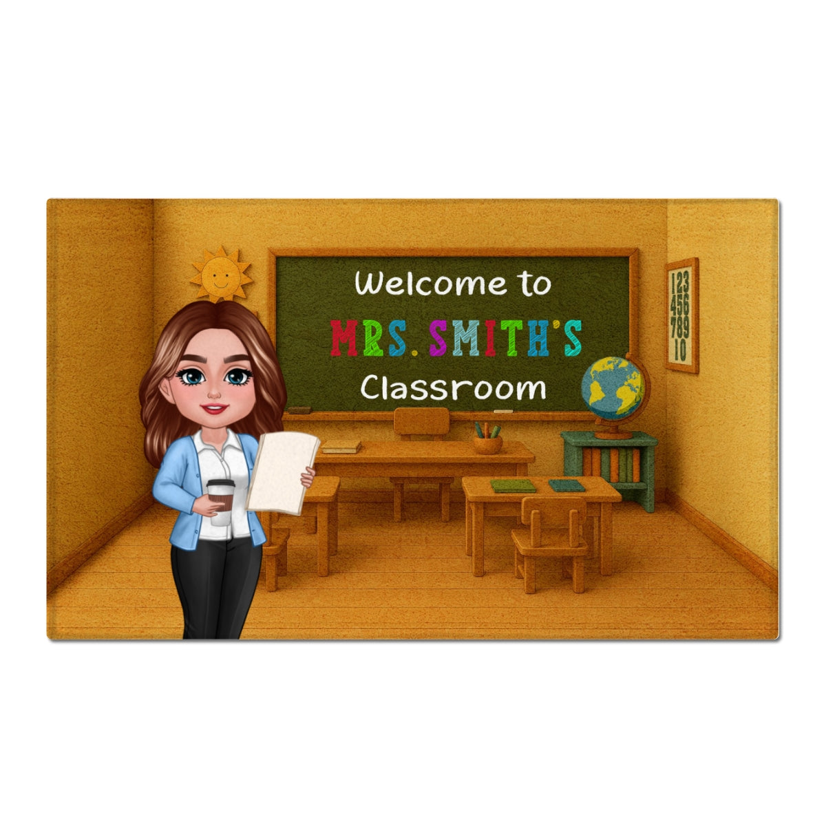 Teacher Welcome To Classroom 3D Effect Personalized Doormat