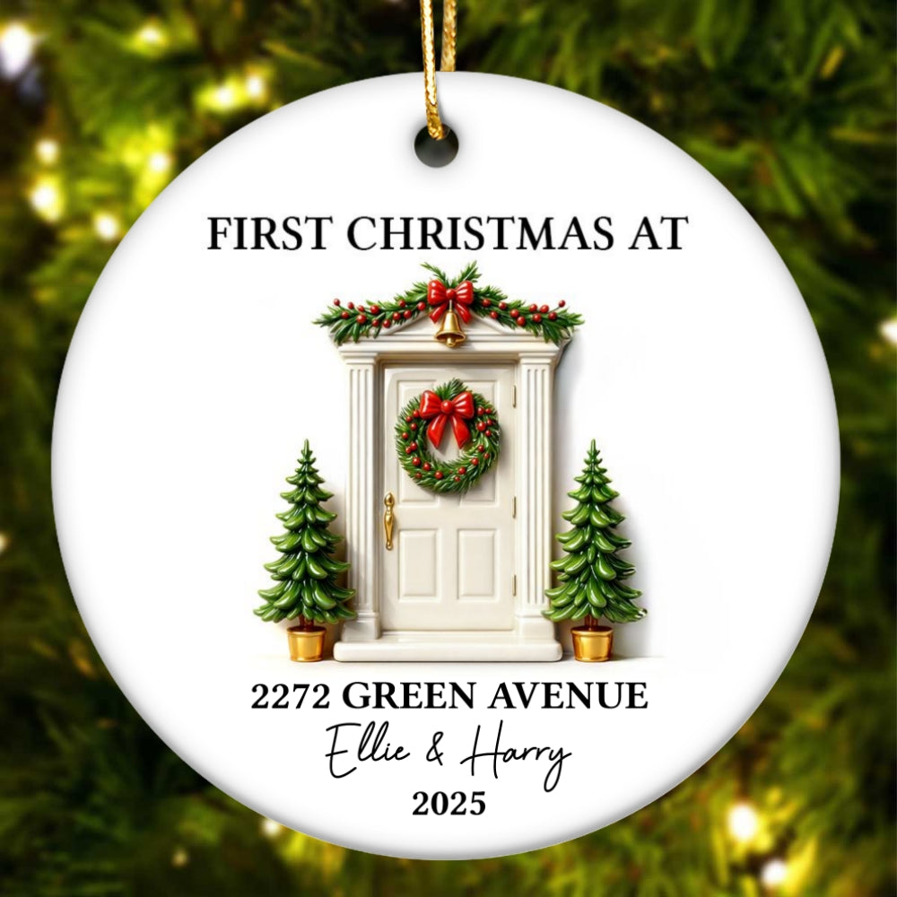 First Christmas New Home 3D Effect - Personalized Ceramic Ornament - New Home Decor
