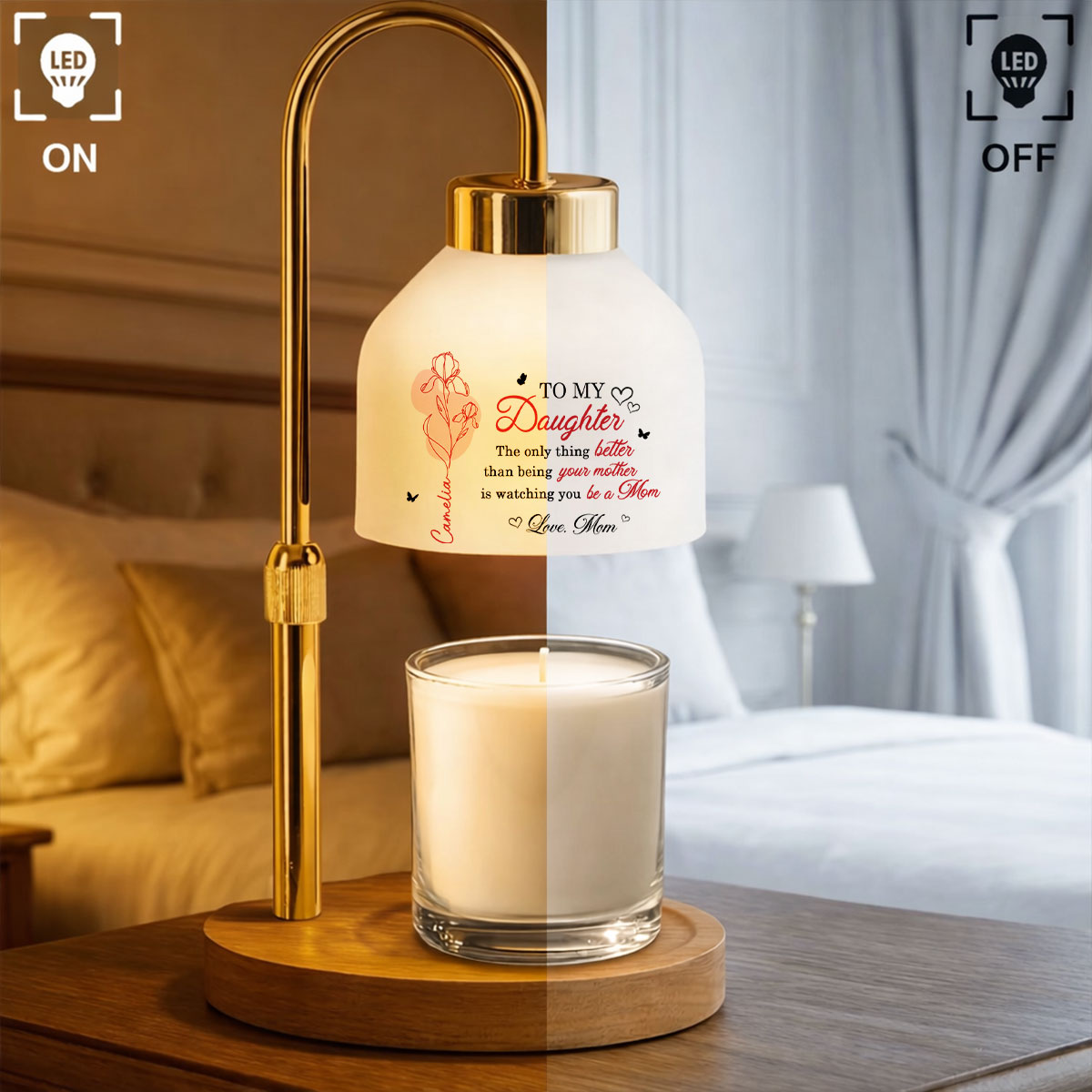 The Only Thing Better is Watching You Be a Mom - Personalized Candle Warmer Lamp - Custom Birth Month Flower, Heartfelt Mother's Day Gift for Daughter