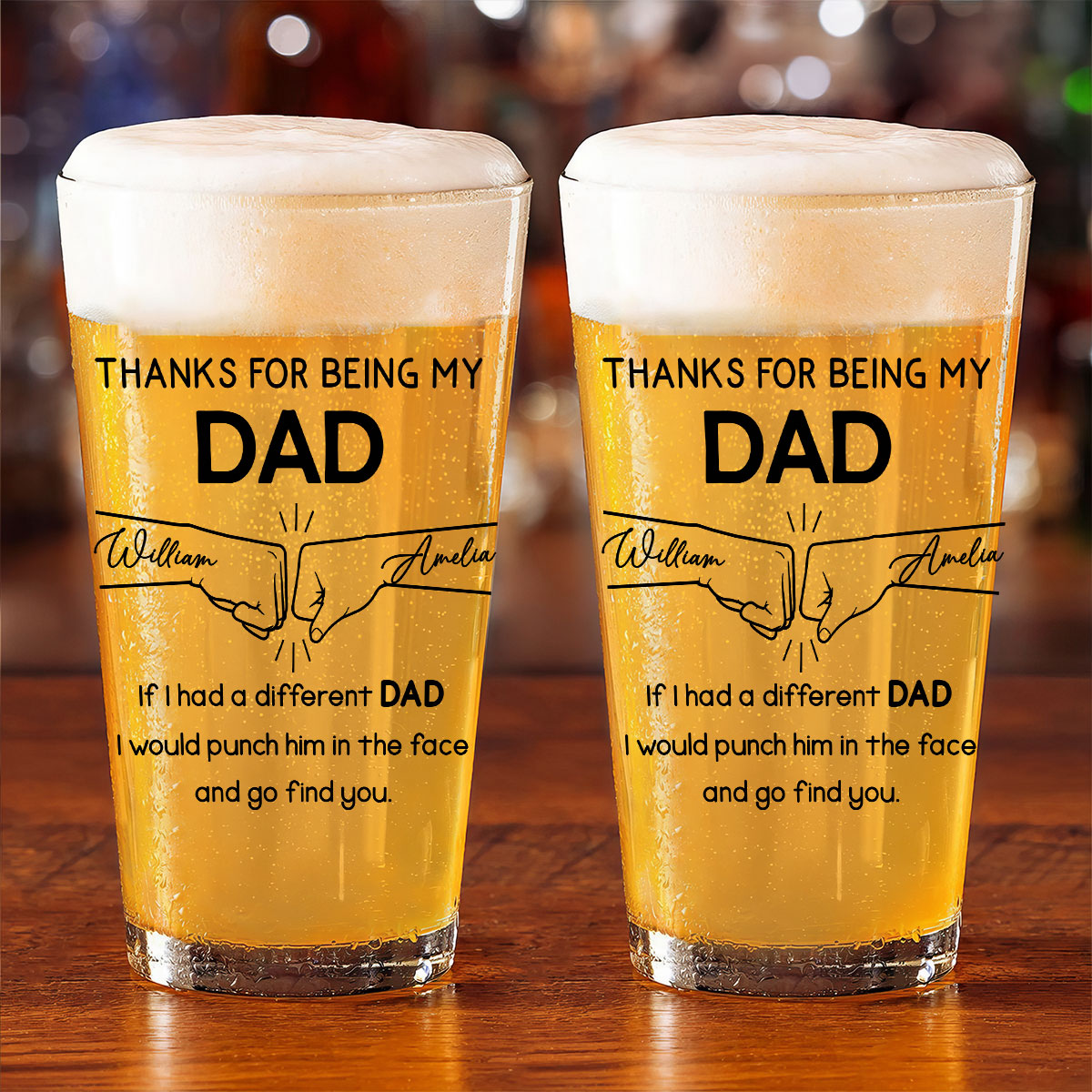 Thanks For Being My Brother Dad Cousin Sister Personalized Beer Glass, Unique Gift For Beer Lover, Drink Lover