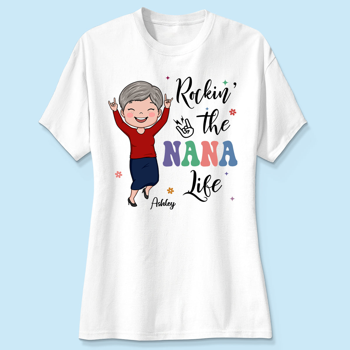 Rockin' The Nana Life Vector Woman Retro Style Personalized Shirt