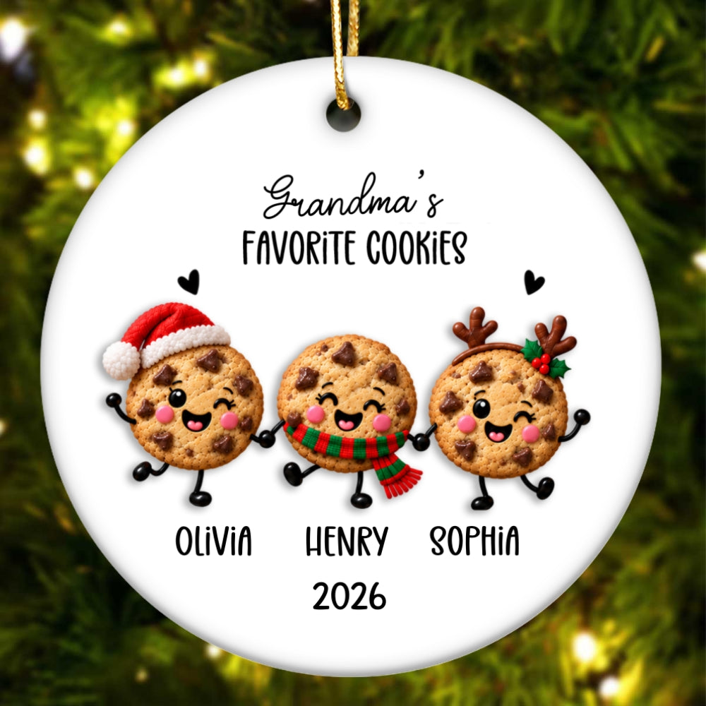 Grandma Favorite Cookies 2D Flat - Personalized Ceramic Ornament - Christmas Gift For Grandma