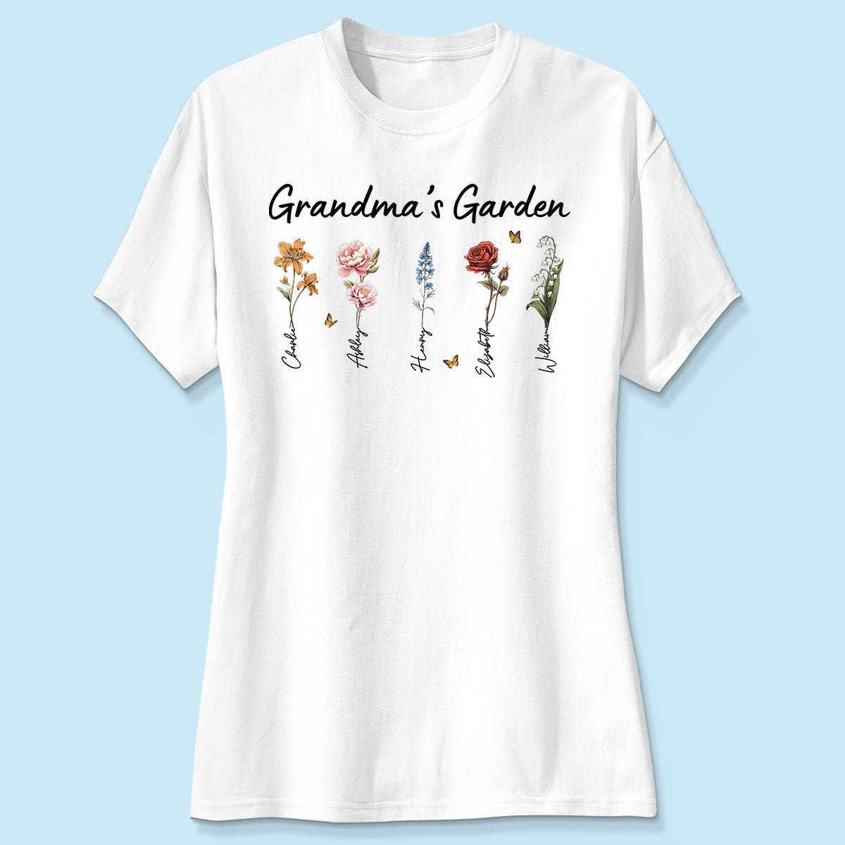 Grandma‘s Garden Vintage Birth Month Flower Personalized Shirt, Heartfelt Gift For Grandma, Mom, Auntie