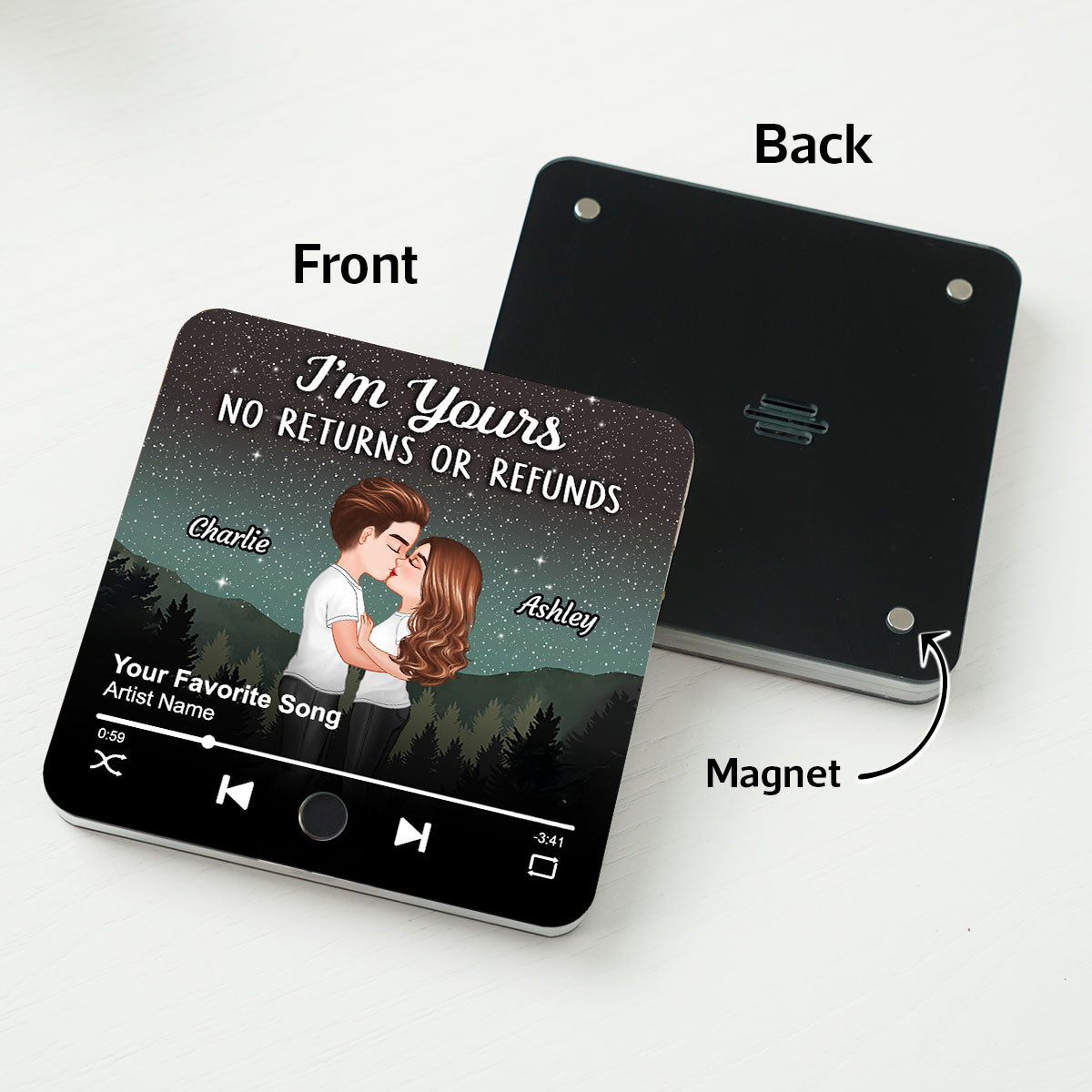 Couple Kissing Under Stars Personalized Music Fridge Magnet, Heartfelt 2025  Gift For Couple, For Him, For Her, Boyfriend, Girlfriend, Husband, Wife