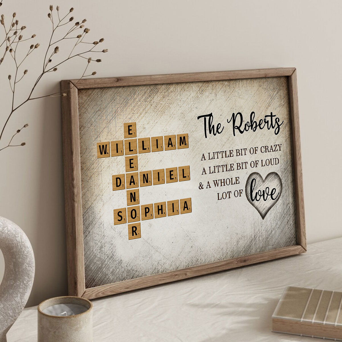 Family Whole Lot Of Love Crossword Puzzle Art - Personalized Poster - Unique & Meaningful Gift For Family