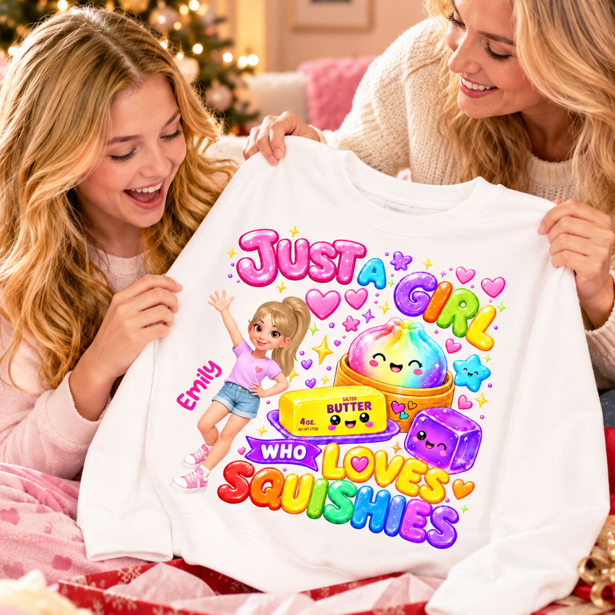 Just A Girl Who Loves Squishies - Personalized Shirt - Christmas Gift For Girl, Granddaughter, Daughter