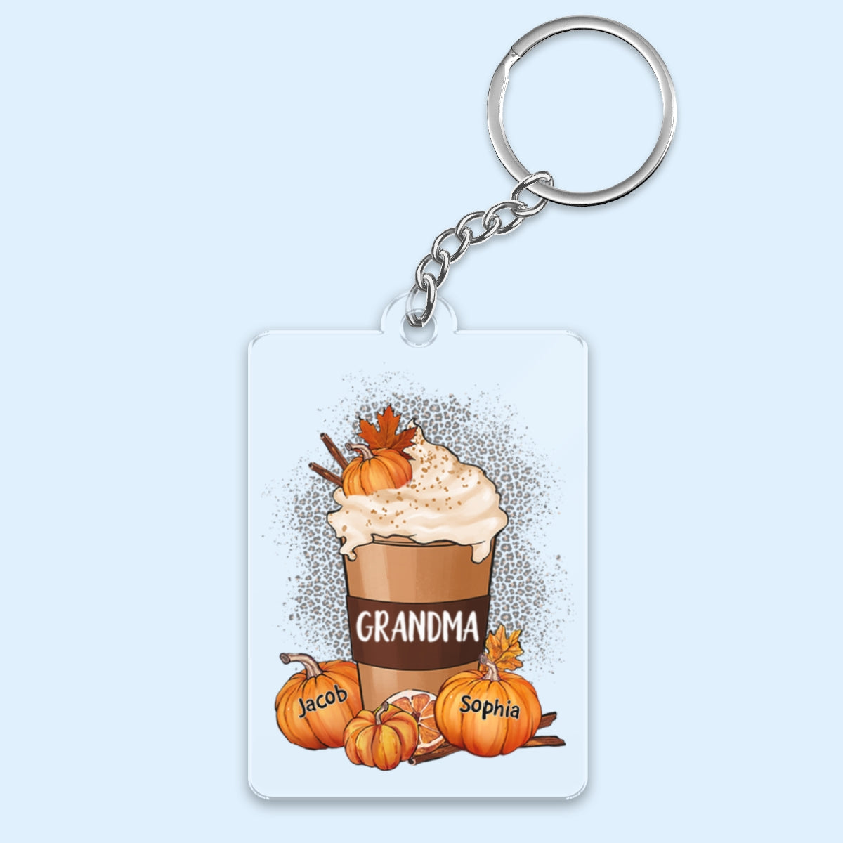 Grandma Mom Pumpkin Spice Latte Personalized Acrylic Keychain