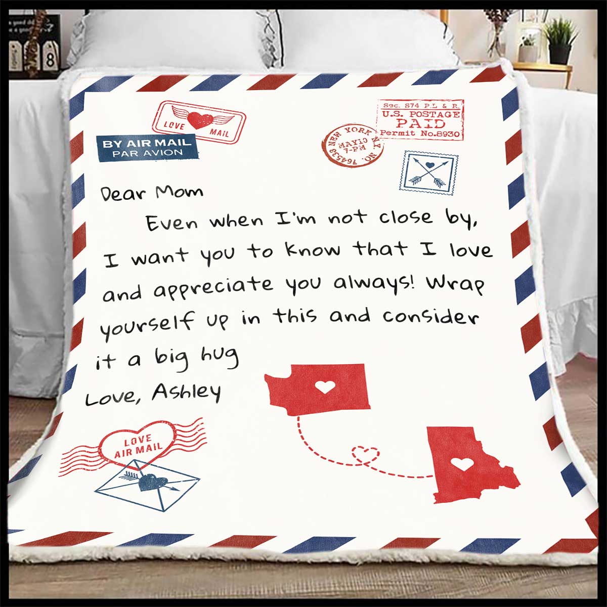 Letter To My Mom Long Distance Personalized Fleece Blanket, Heartfelt Gift, Birthday Gift For Mom