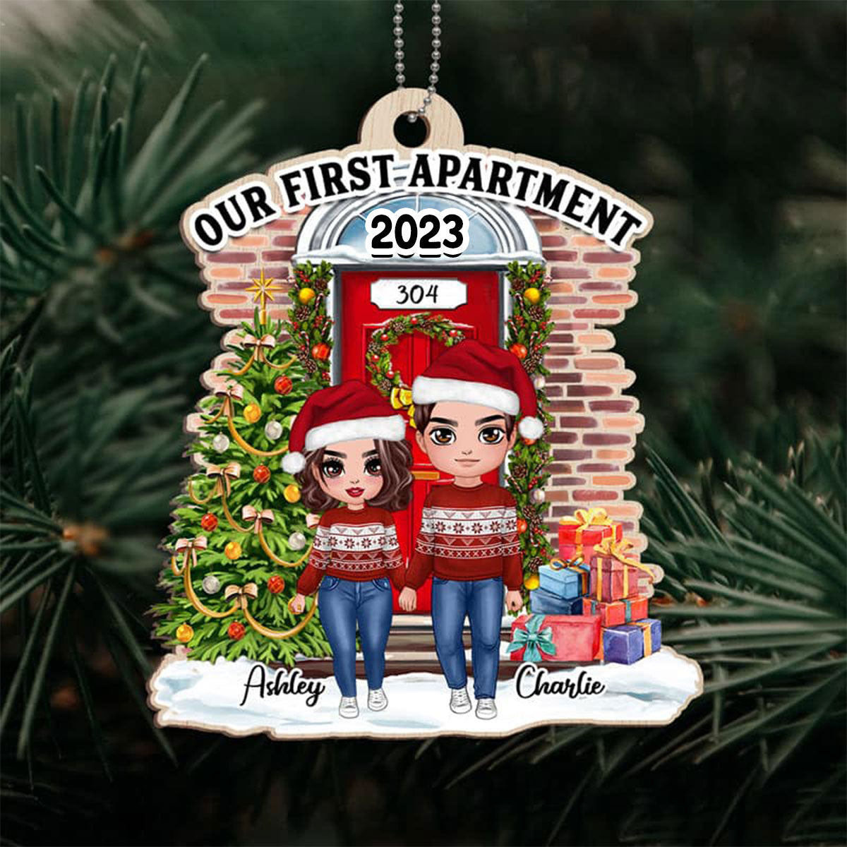 Our First Apartment Doll Couple Personalized Acrylic Ornament