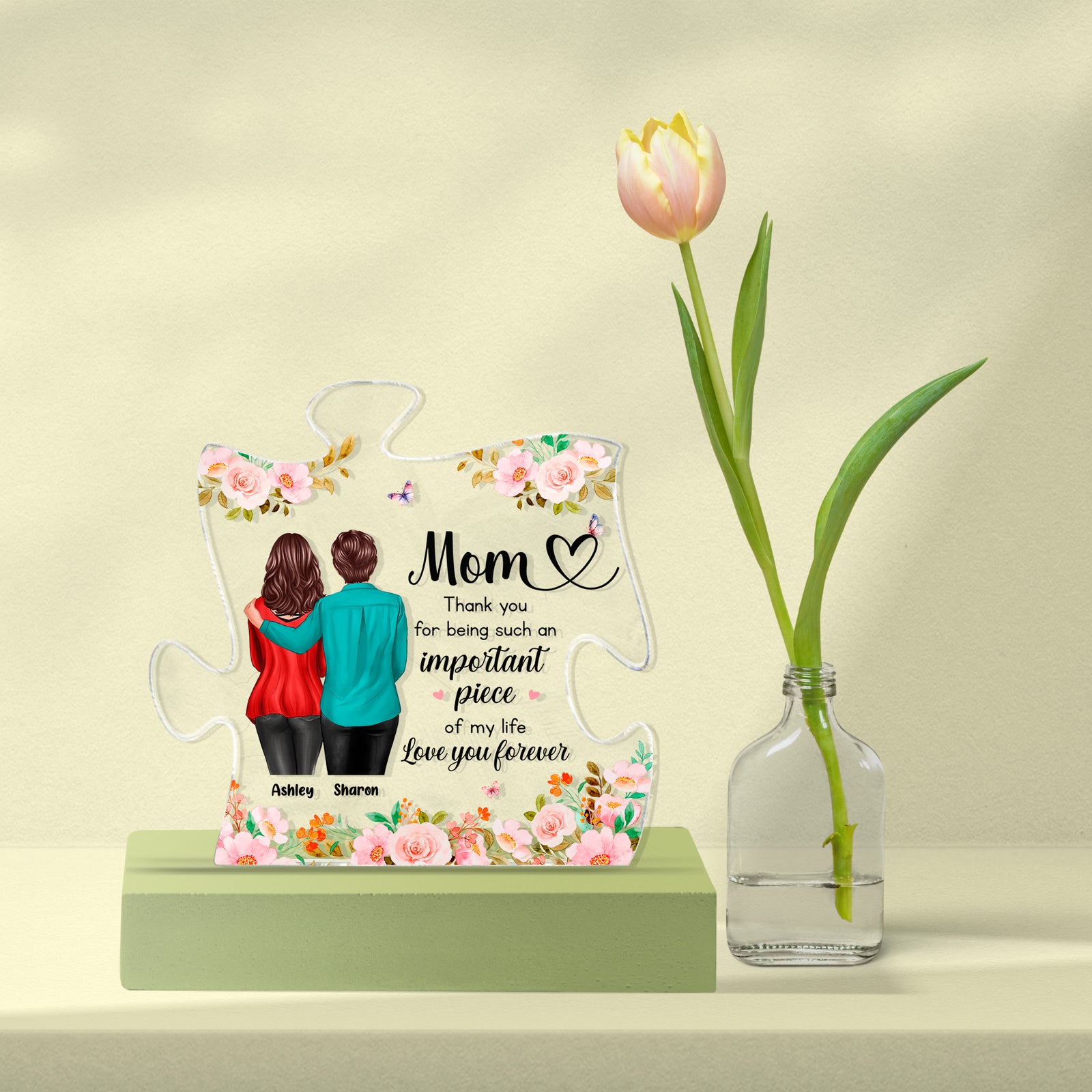 Mom You Are Important Piece Of My Life Personalized Acrylic Puzzle Block, Mother's Day gift for Moms
