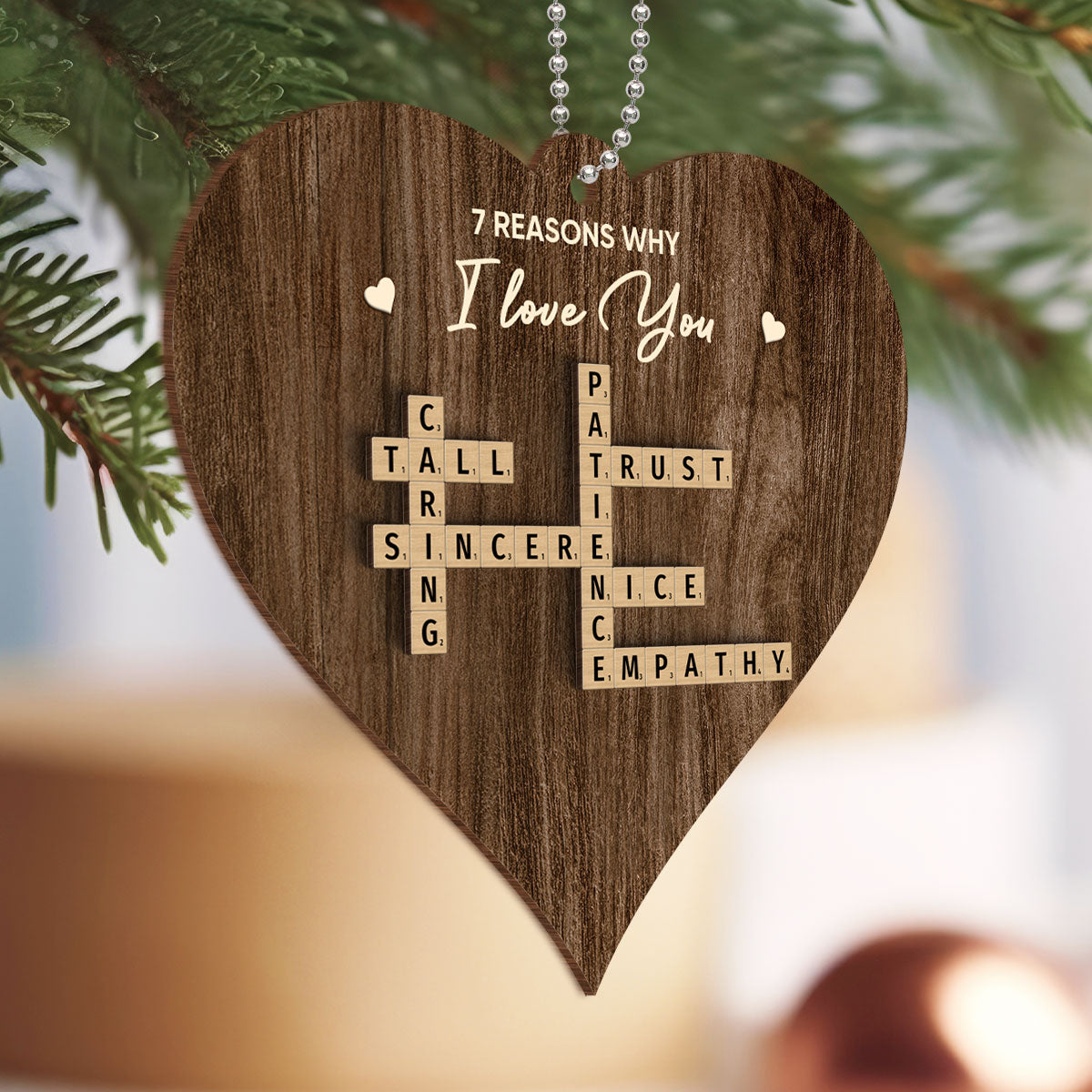 Reasons Why I Love You Personalized 2-Layered Wooden Ornament, Anniversary, Birthday, Christmas Gift for Boyfriend, Husband