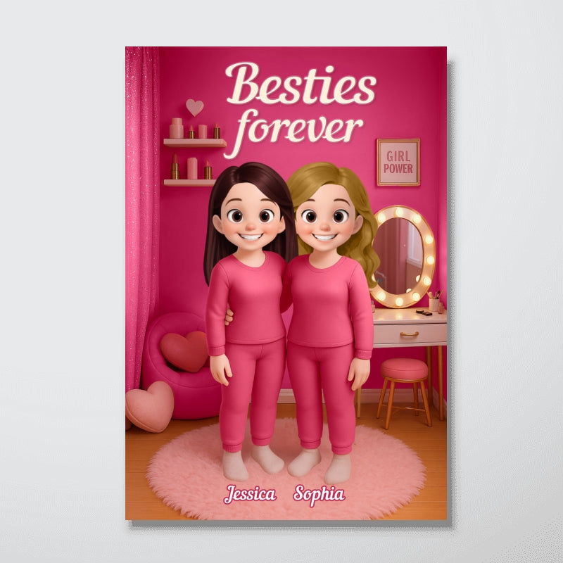 3D Effect Besties Pink Tone Dream Dollhouse Personalized Poster