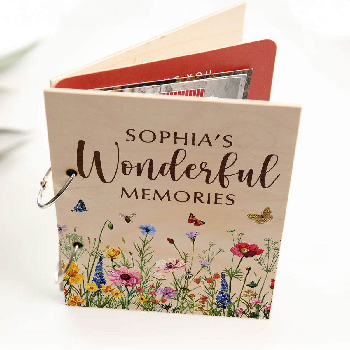 My Wonderful Memories Beautiful Floral Keepsake Personalized Card Keeper