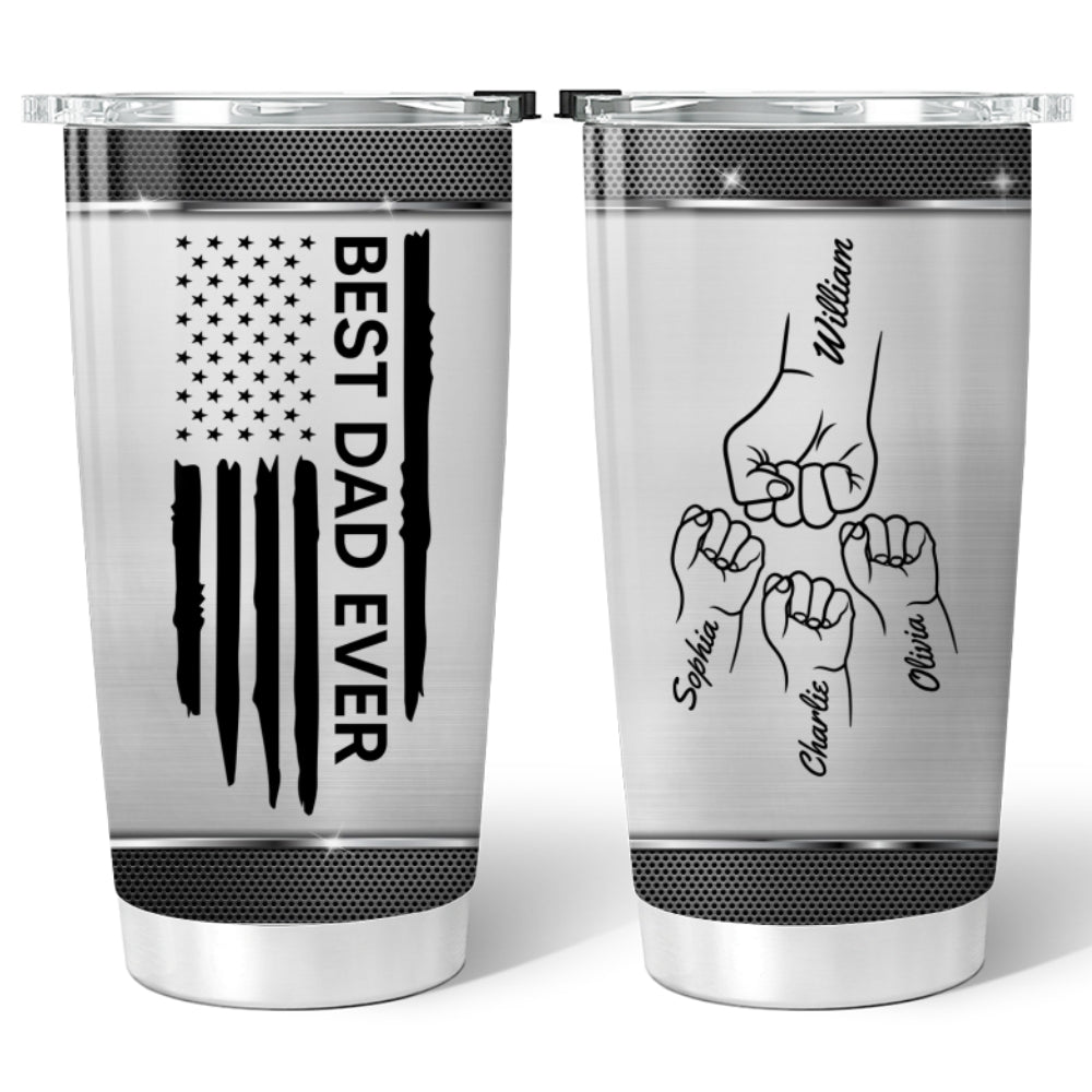 Best Dad Grandpa Papa Ever Nation Flag Fist Bumps Outline Personalized Tumbler