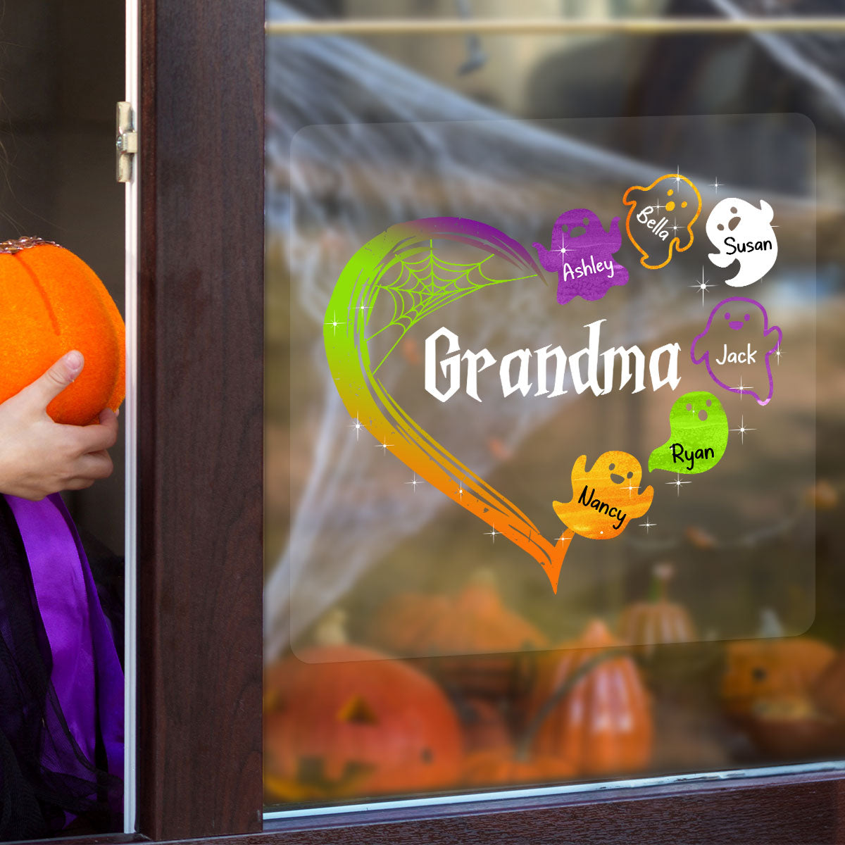Grandma Boo Crew Heart Halloween Personalized Decal, Halloween Decor