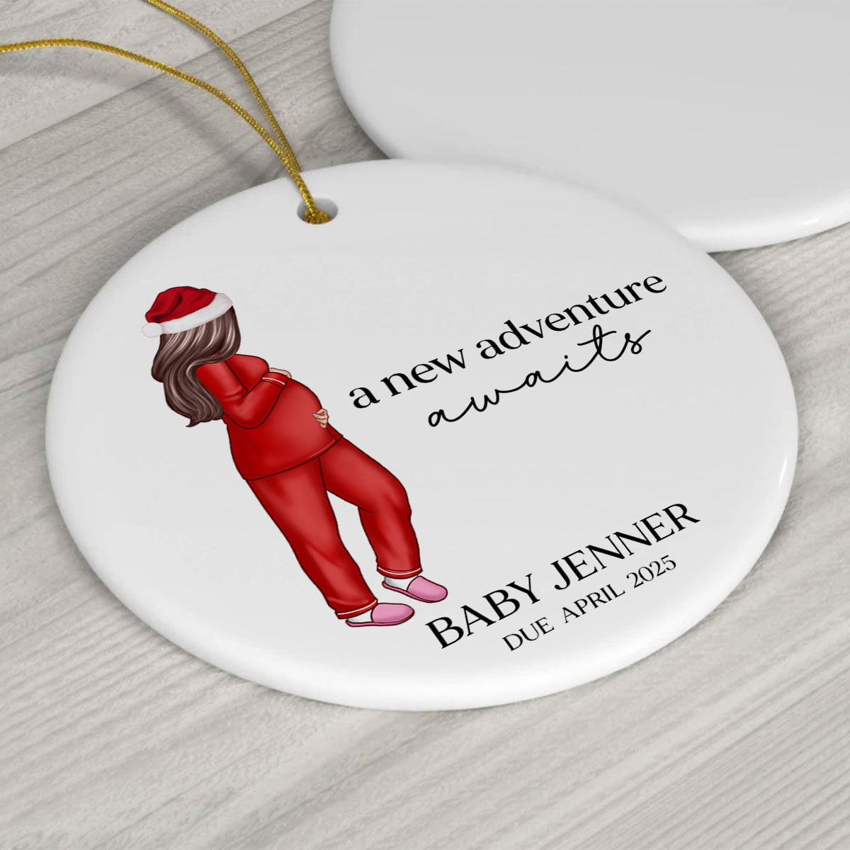 Pregnant Mom Baby Bump's First 2025 Ornament, - Personalized Ornament