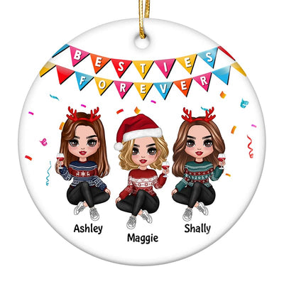 Best Friends Sisters Colorful Personalized Circle Ornament
