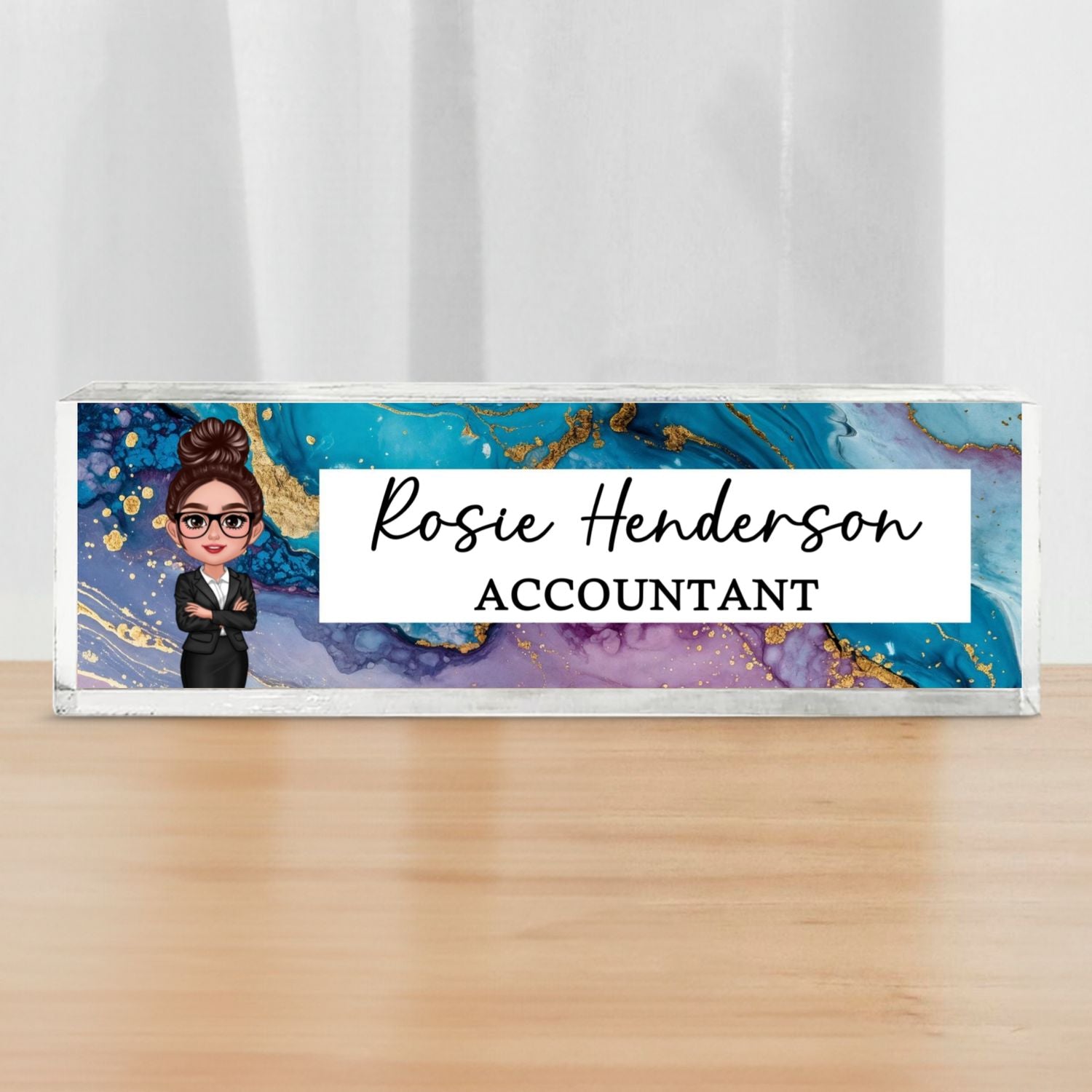 Galaxy Marble Texture Man Woman Office Personalized Desk Name Plate