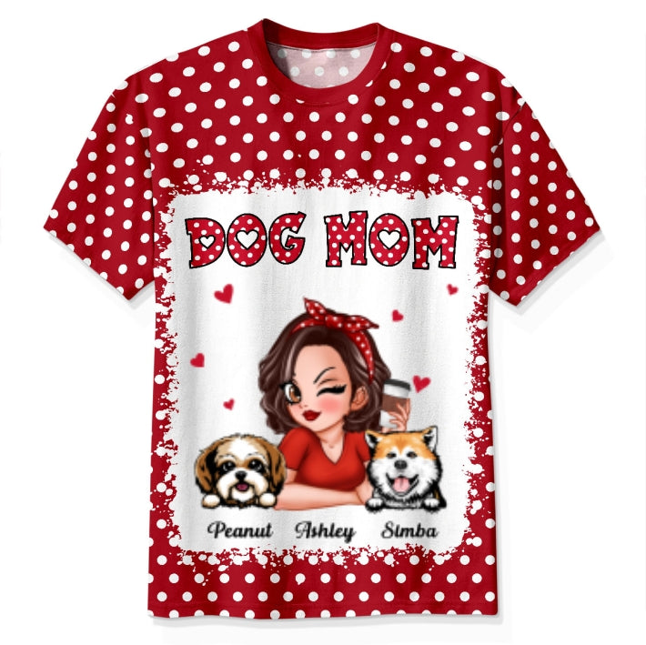 Polka Dot Dog Mom Personalized 3D Shirt