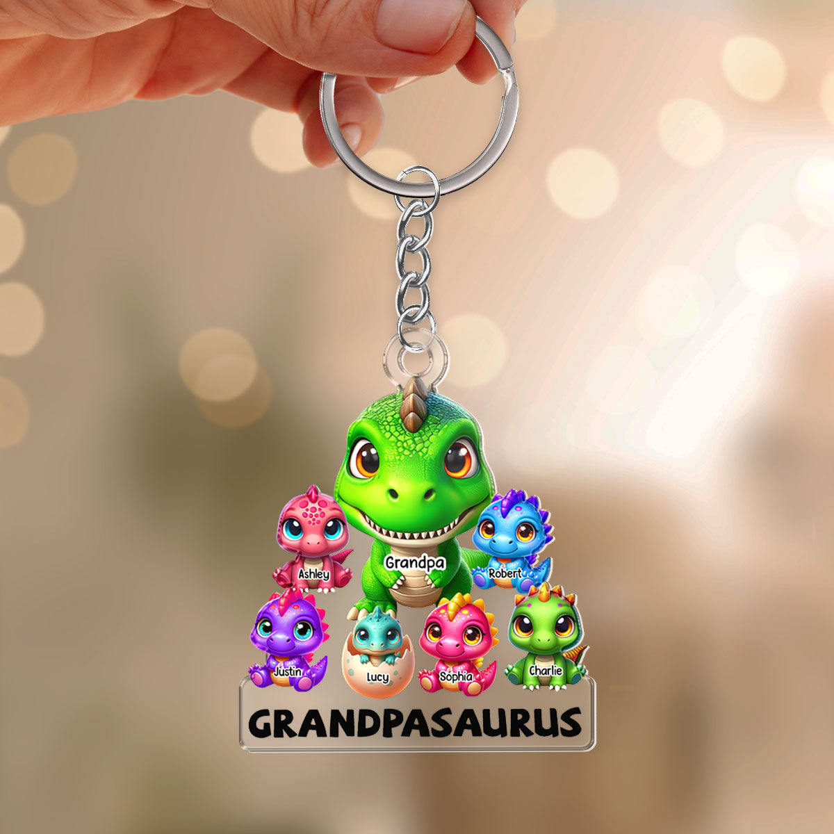 Grandpasaurus Daddysaurus And Kids Personalized Acrylic Keychain