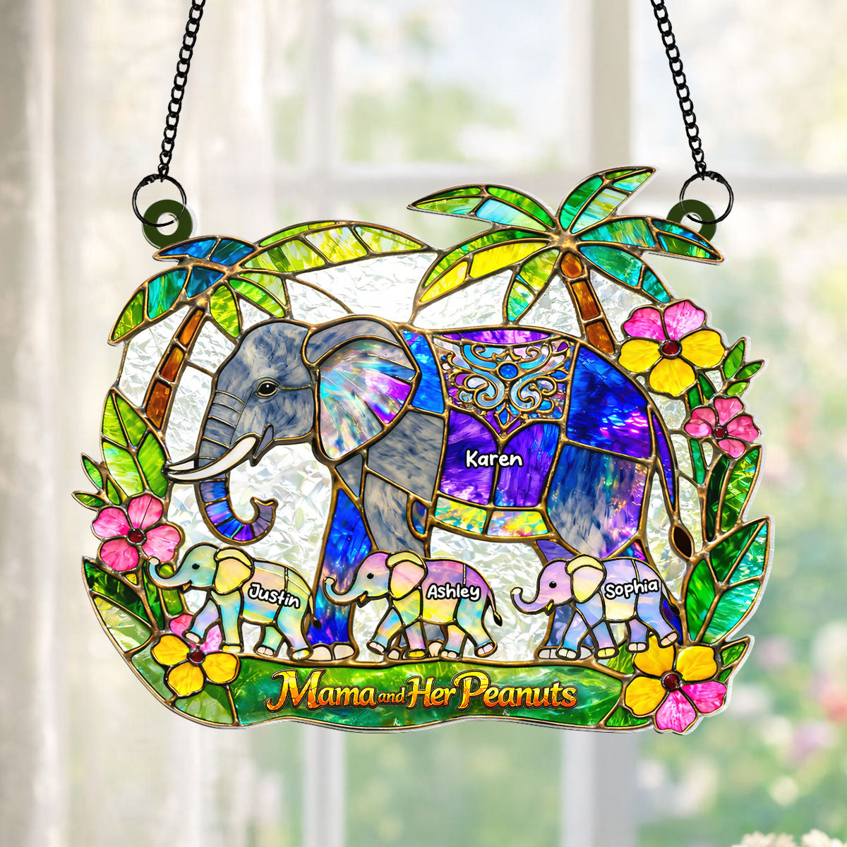 Mama and Her Peanuts - Personalized Suncatcher - Mother's Day Gift for Mom, Wife