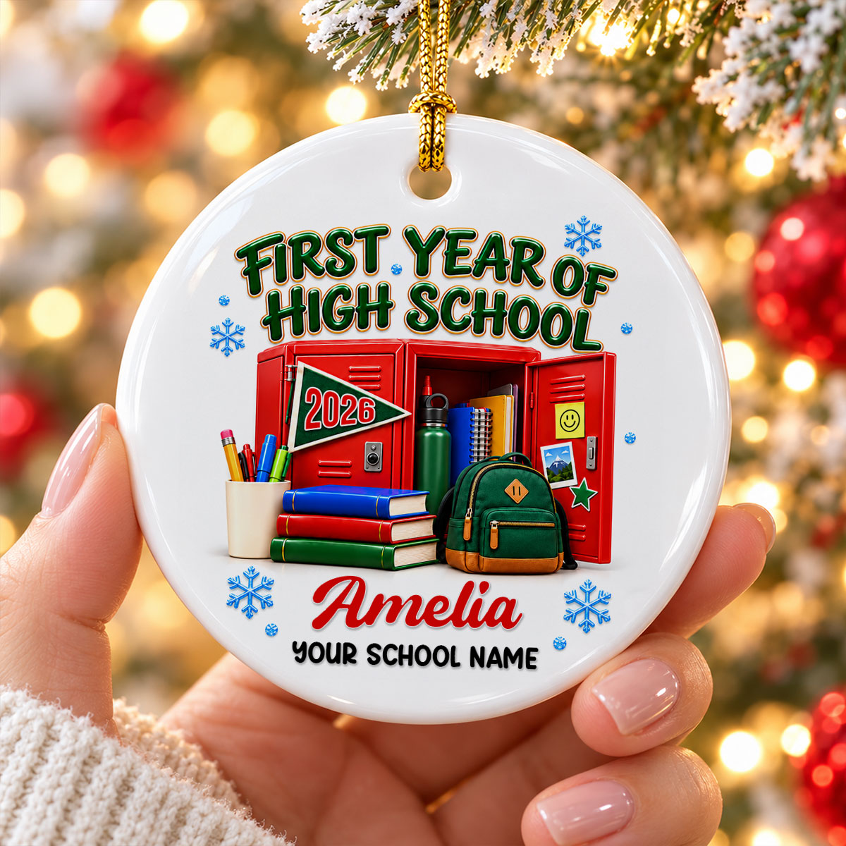 First Year Of High School 2026 - Personalized Ceramic Ornament - Christmas Gift For Boys Girls Kids Grandkids
