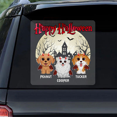 Happy Halloween Cute Dogs Personalized Decal, Halloween Decoration