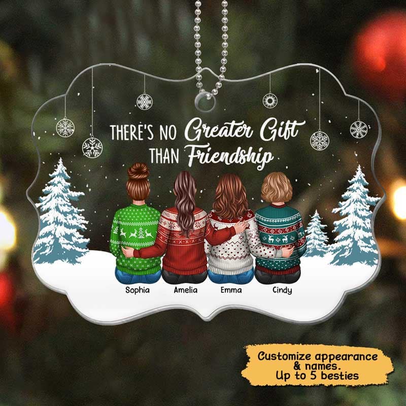 No Greater Gift Than Sisters Back View Personalized Acrylic Ornament