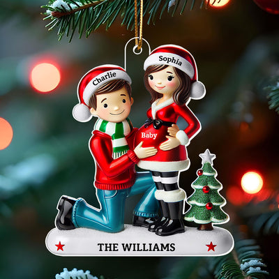 Pregnancy Ornament, Personalized We're Expecting Parents, Pregnant Christmas Ornament, Mom and Dad to Be Gift