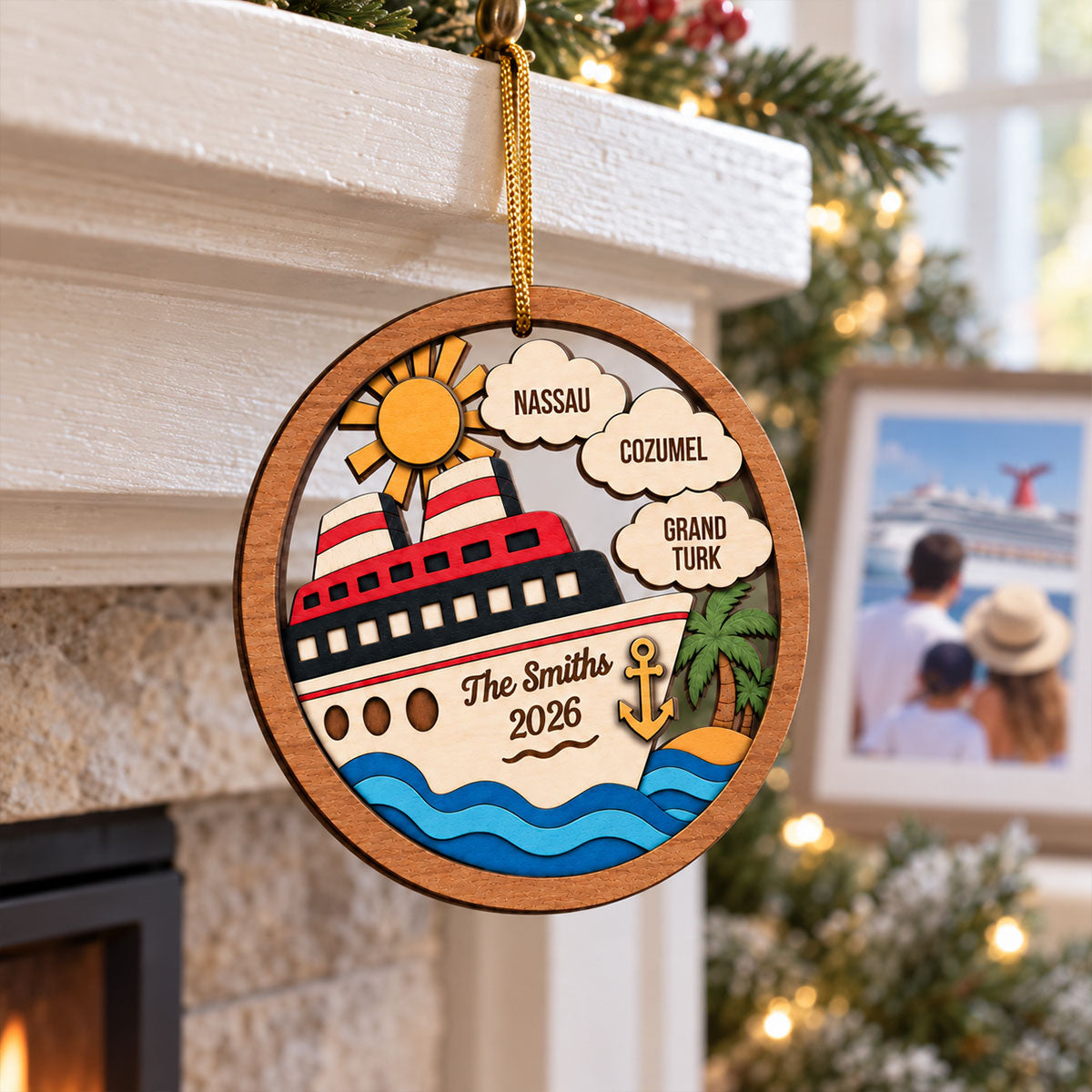 Our Family Cruise – Personalized 2-Layer Wooden Ornament – Custom Cruise Vacation Keepsake For Family