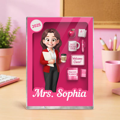 Teacher 3D Effect Toy Box Action Figure Personalized Acrylic Block, Back To School gift for Teachers