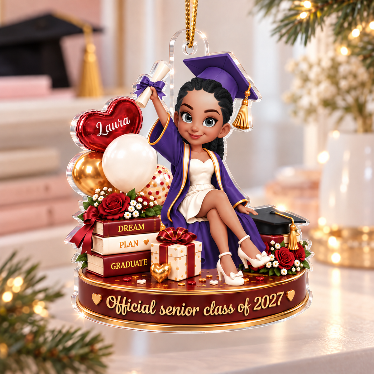Official Senior Class of 2027 - Personalized Acrylic Ornament - Graduation Christmas Gift for Daughter, Granddaughter