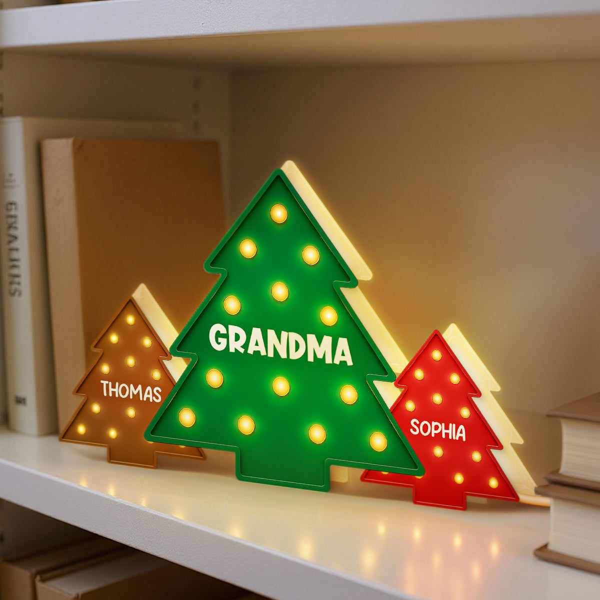 Christmas Tree Grandma Grandkids Christmas Personalized LED Light Box