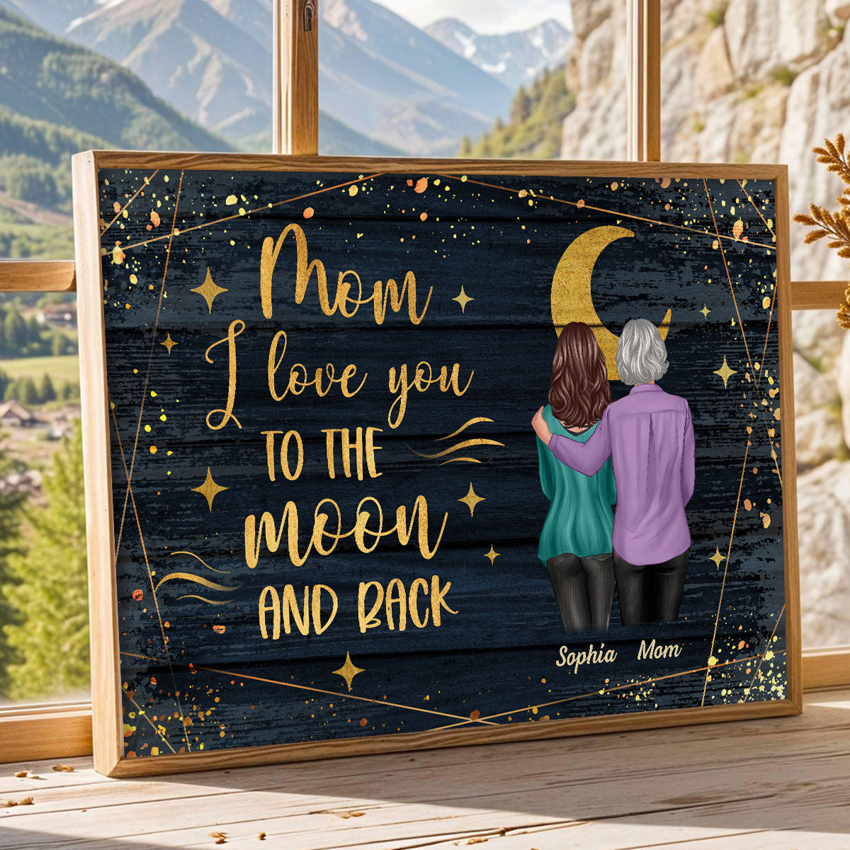 Mom I Love You to the Moon and Back Personalized Poster