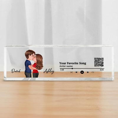 Couple Kissing Favorite Song QR Code Personalized Acrylic Block Plaque