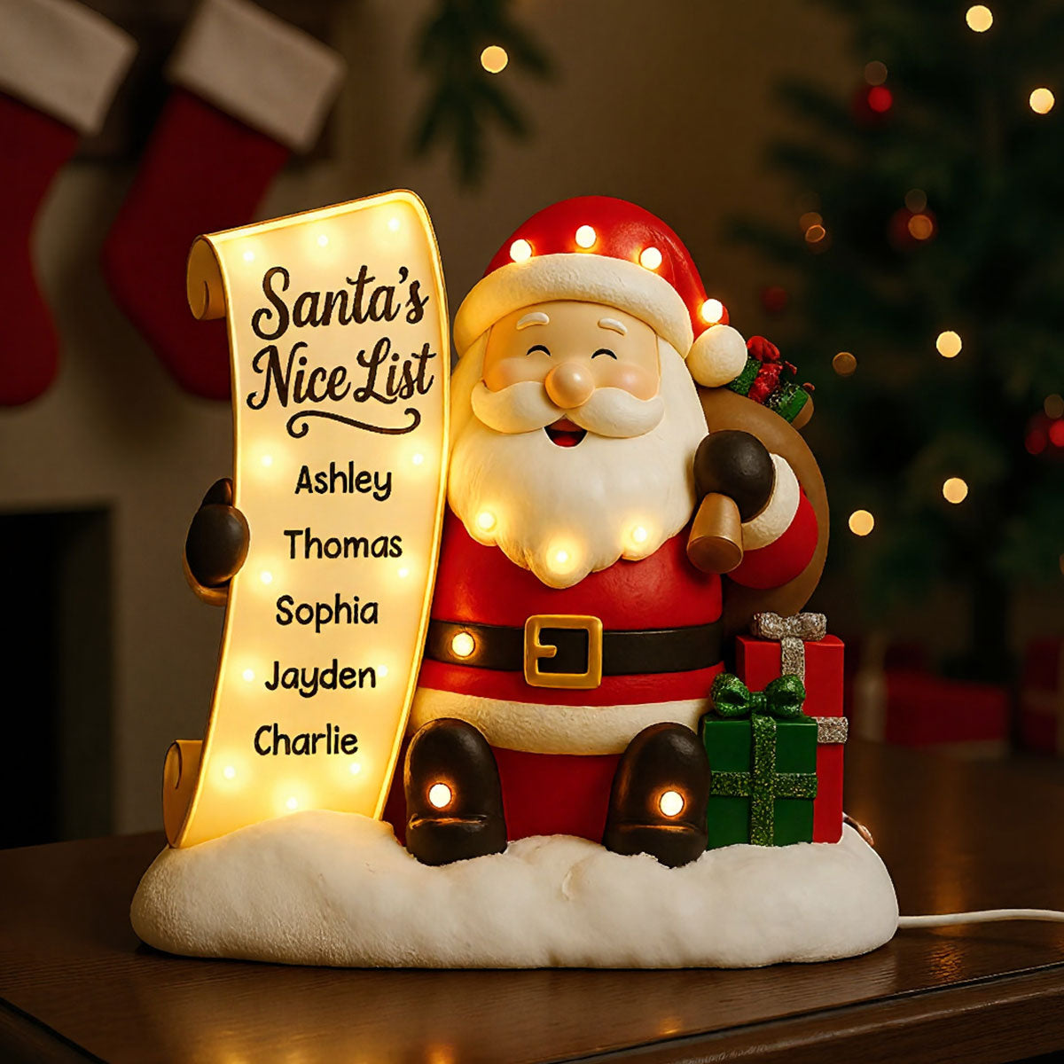 Santa's Nice List Kids' Names Family Christmas Decor - Personalized LED Light Box -Christmas Gift For Grandma, Grandpa, Family