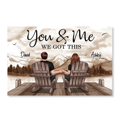 Retro Vintage Mountain Landscape Personalized Poster, Anniversary Gift For Couple, Gift For Him, Gift For Her
