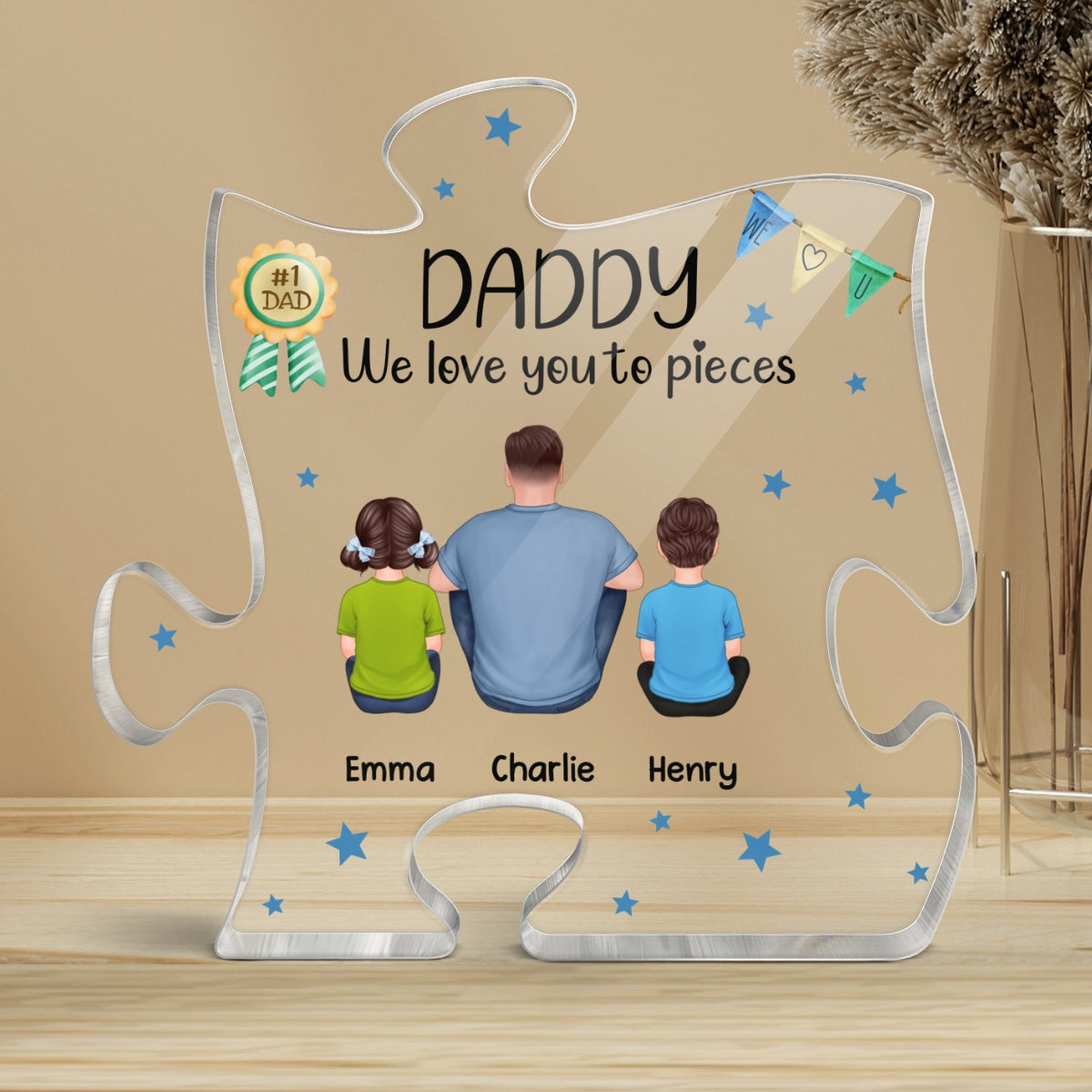 Dad We Love You To Pieces Personalized Puzzle Acrylic Plaque