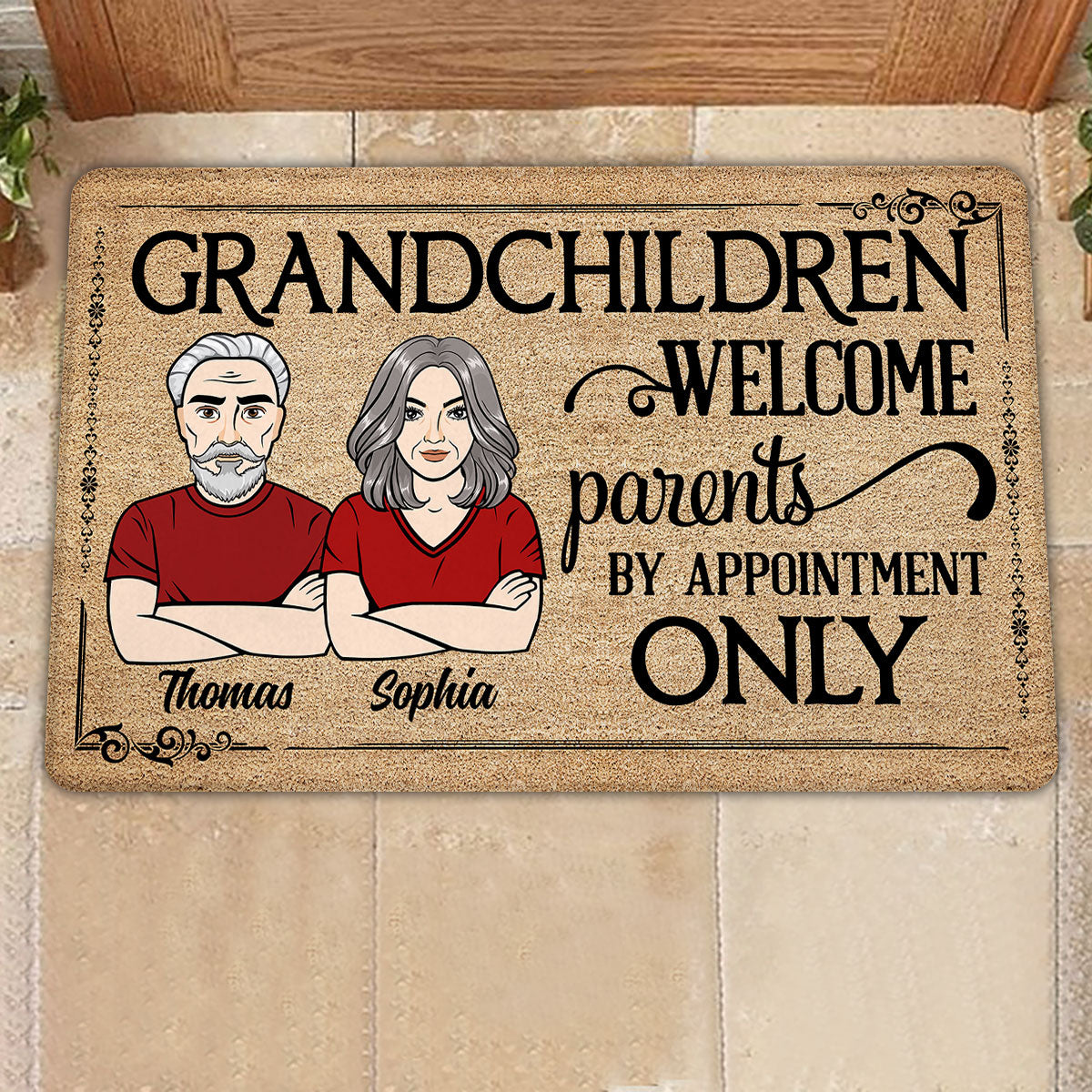 Grandchildren Welcome Parents By Appointment Grandparents Personalized Doormat