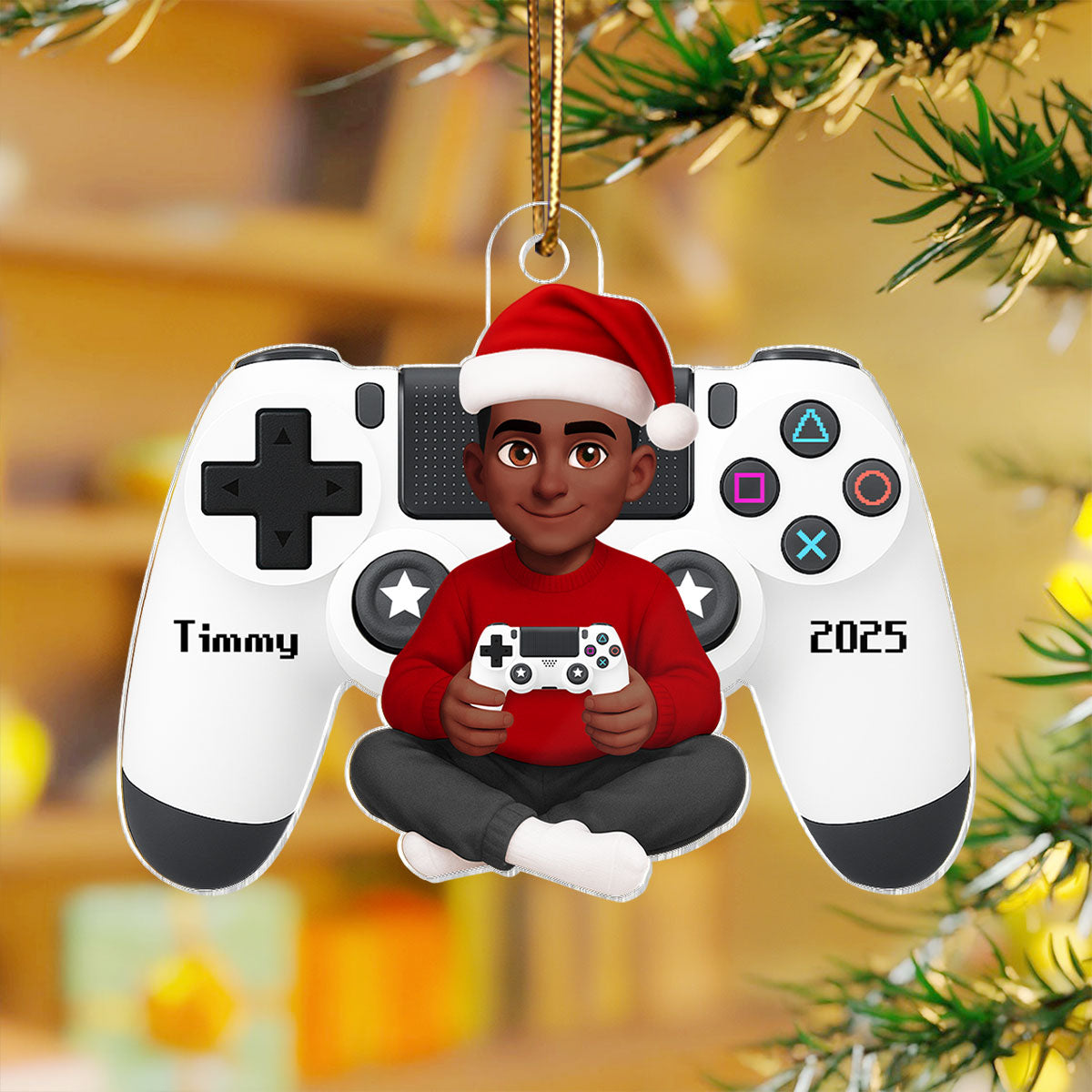 Personalized Gamer 3D Effect Ornament for Boys, Christmas Gift for Kids, Teenagers