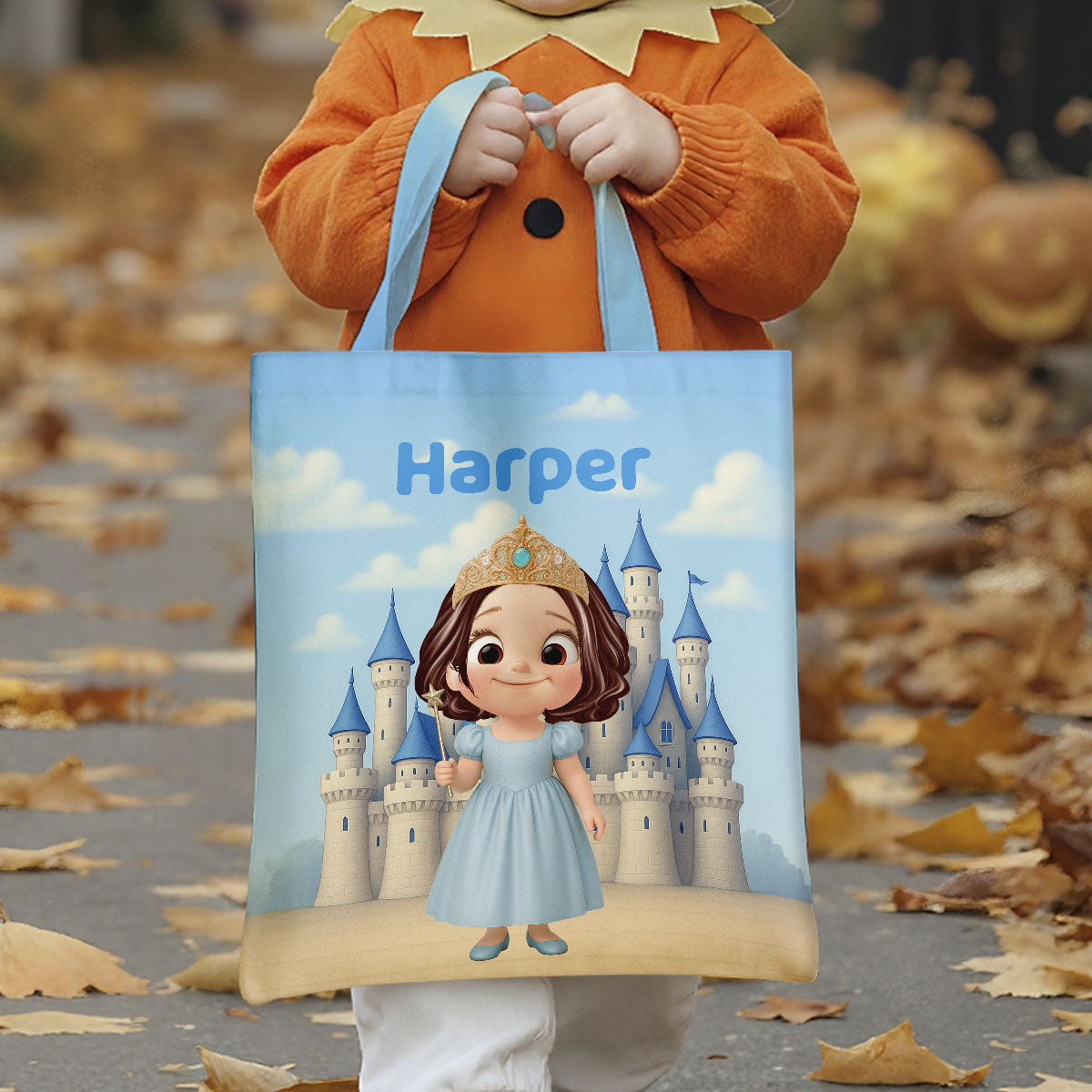 Halloween Theme Cute Cartoon Kids Personalized Tote Bag, Gift Bag, Treat Bag, Trick or Treat Bag For Kids
