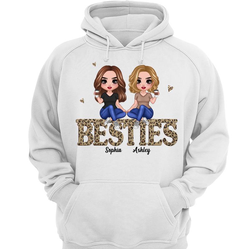 Doll Besties Sisters Sitting On Leopard Words Personalized Shirt