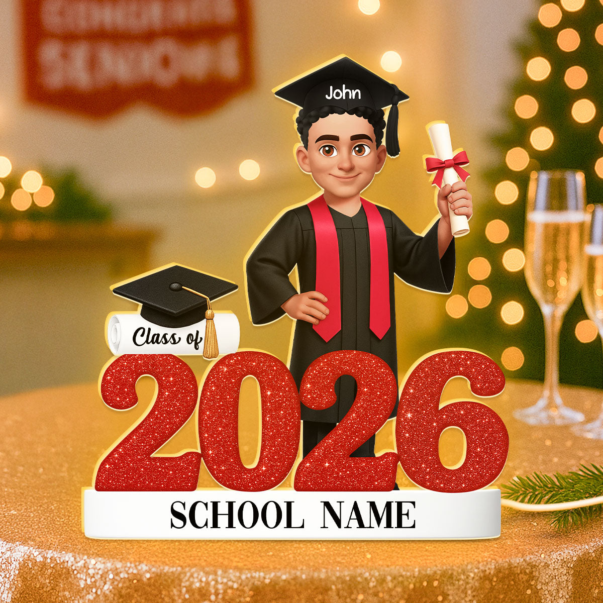 Class Of 2025 2026 3D Effect Senior - Personalized Light Box - Christmas Gift For Senior