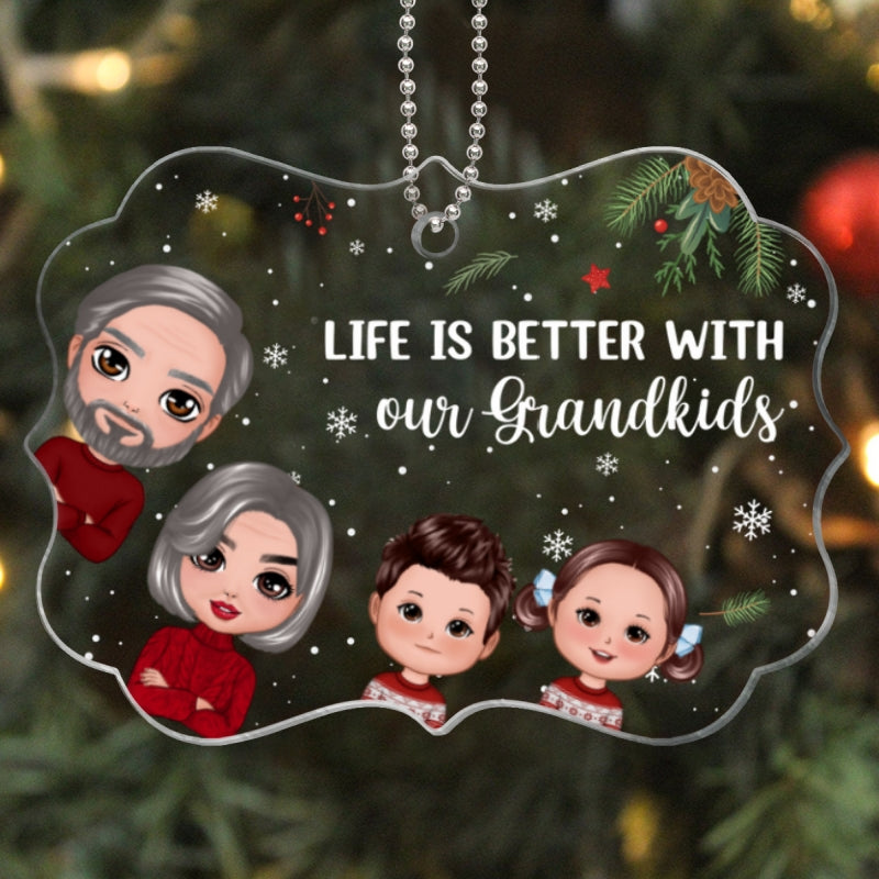 Christmas Peeking Doll Grandma Grandpa Kids Gift For Grandma Grandpa Personalized Acrylic Ornament