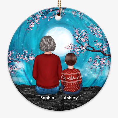 Grandma Grandkids Blue Moon Blossom Tree Personalized Circle Ornament