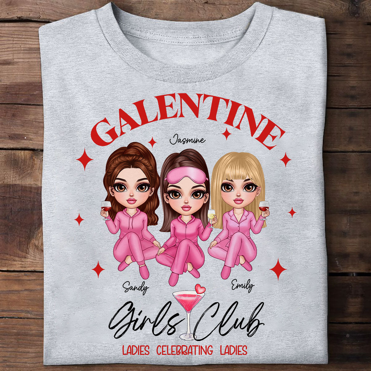 Galentine Girls Club Pajamas Girls Personalized Shirt,  Shirt, Social Club, Besties Gift