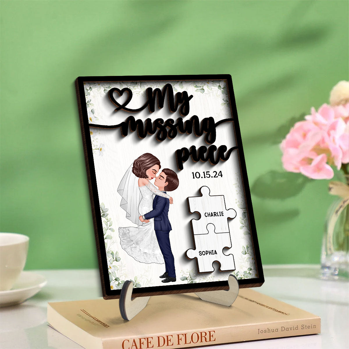 Couple Groom Bride My Missing Piece Personalized 2-Layered Wooden Plaque, Perfect Valentine's Home Decor,  Gift For Him, For Her, Wedding Gift, Anniversary Gift