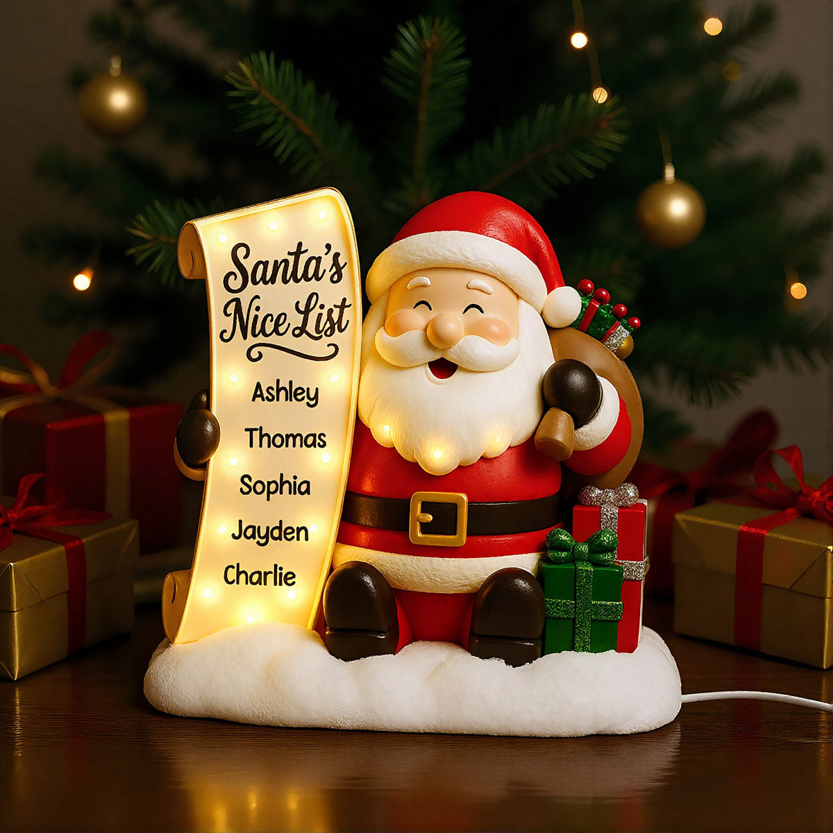 Santa's Nice List Kids' Names Family Christmas Decor - Personalized LED Light Box -Christmas Gift For Grandma, Grandpa, Family
