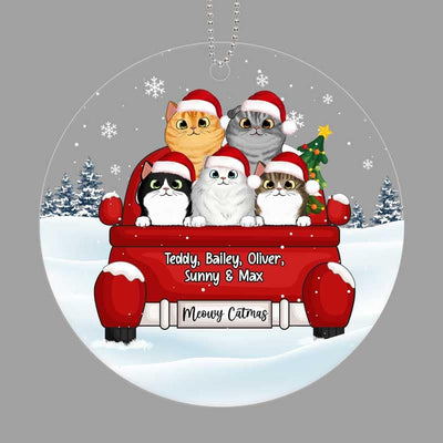 Christmas Fluffy Cats On Truck Personalized Acrylic Ornament