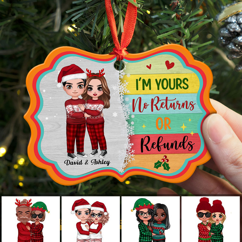 Couple Colorful Palette I‘m Yours Personalized Christmas Ornament